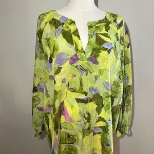 Counterparts Green and Purple Floral Blouse